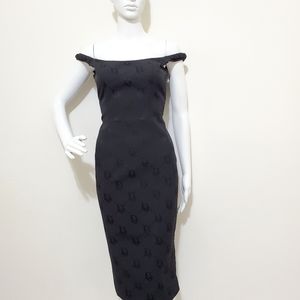 Extremely Rare Christian Dior Monogram Trotter Black Pencil Dress sz 8/Sm/Med
